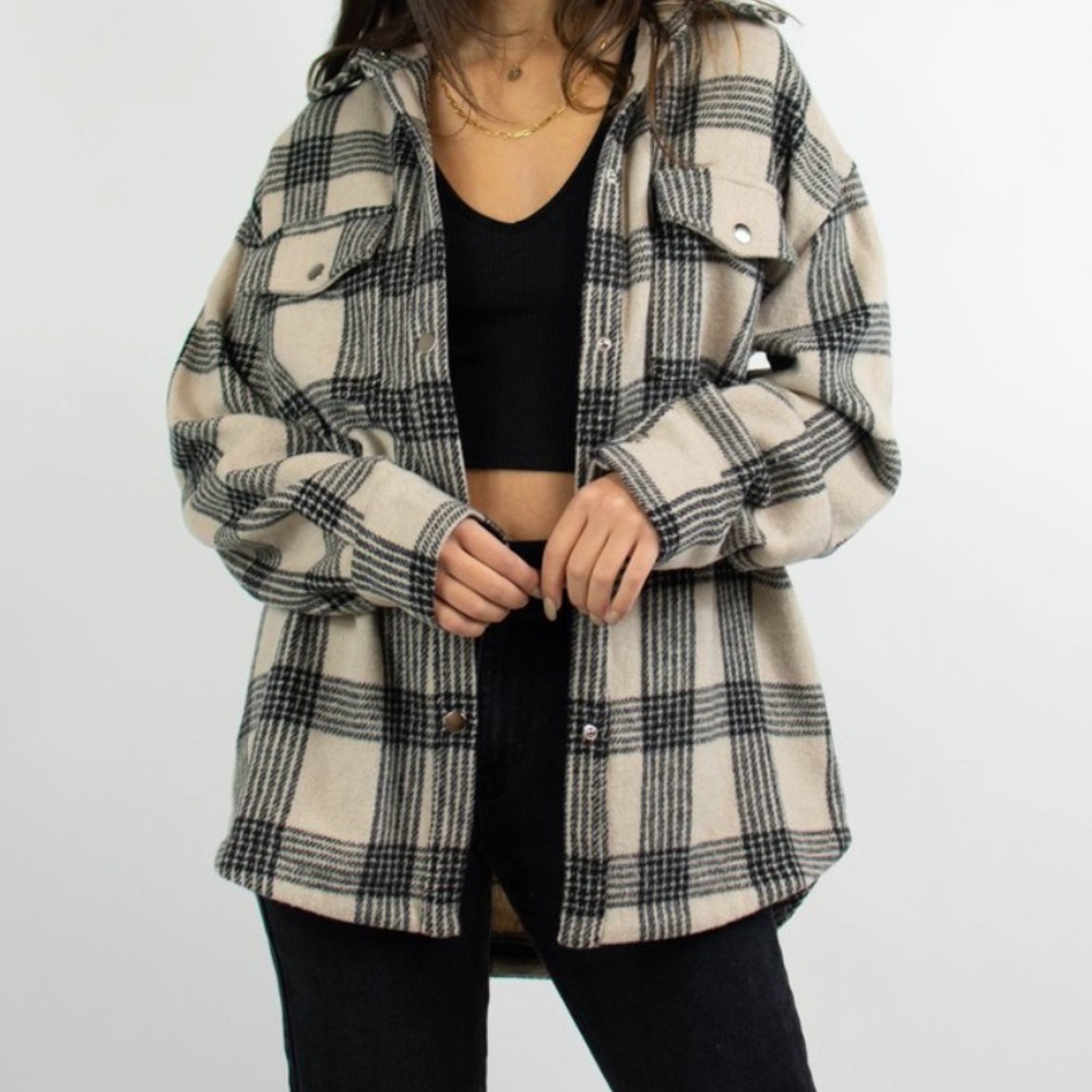 Grey bandit plaid shacket